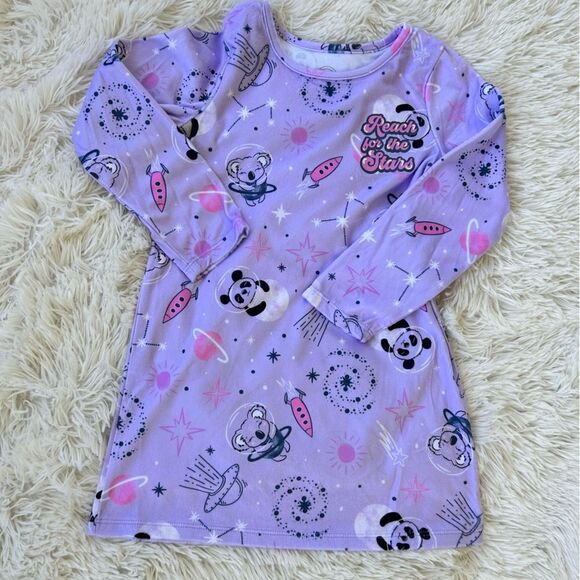 WonderNation Girls outerspace purple Long Sleeve Sleep Gown size 10 Plus - Picture 1 of 4